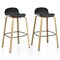 Costway Set of 2 Barstools Modern 30inch Pub Chairs w/Low Back & Metal Legs Black